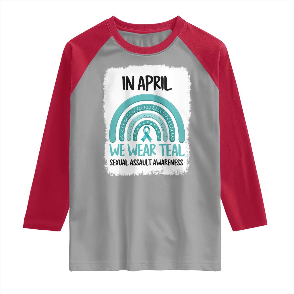 Sexual Assault Awareness Raglan Shirt In April We Wear Teal Ribbon
