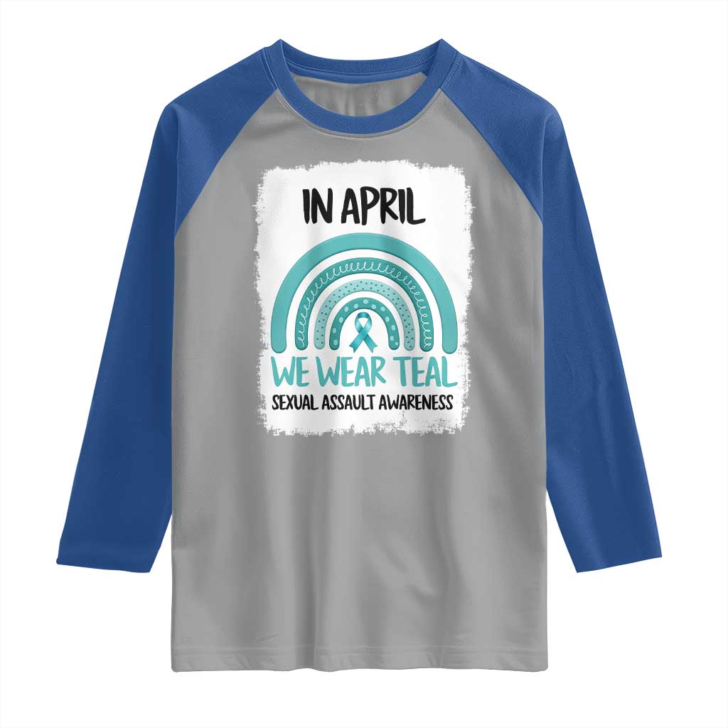 Sexual Assault Awareness Raglan Shirt In April We Wear Teal Ribbon
