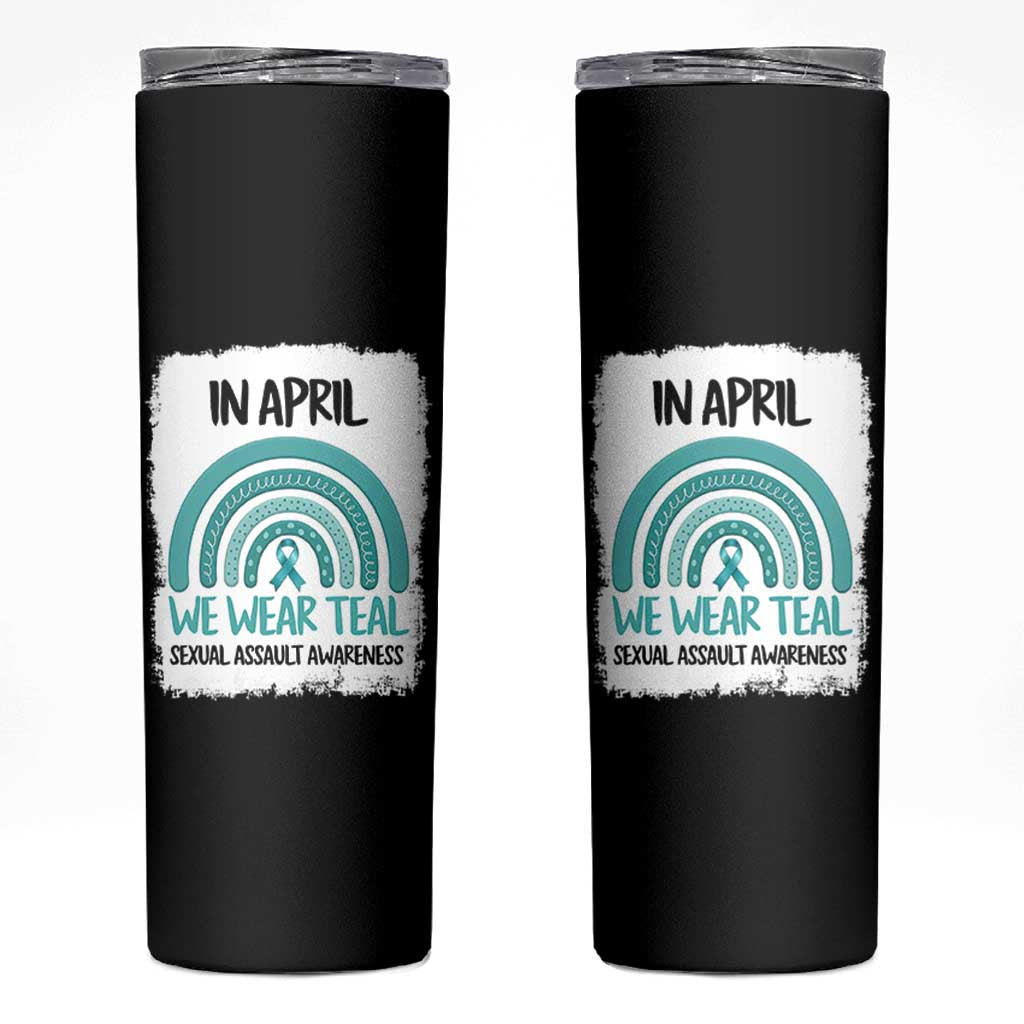 Sexual Assault Awareness Skinny Tumbler In April We Wear Teal Ribbon
