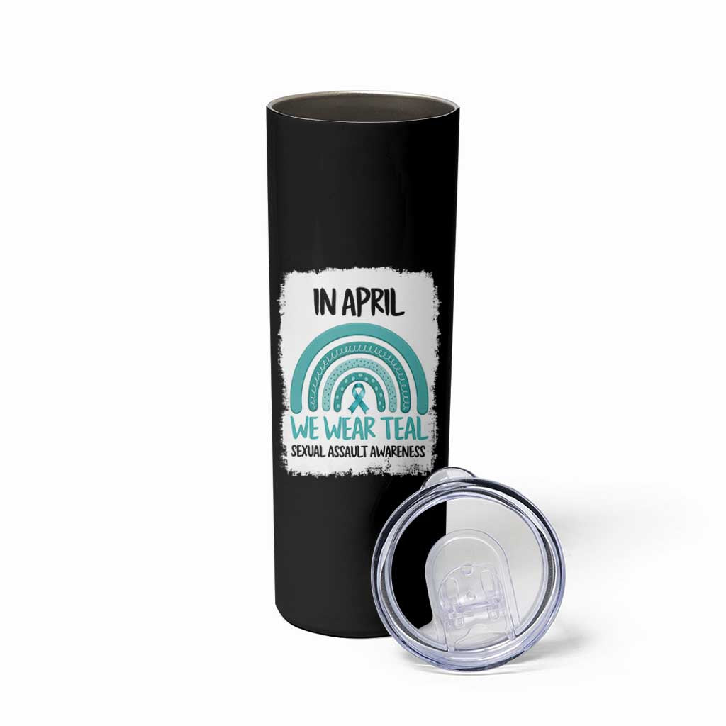 Sexual Assault Awareness Skinny Tumbler In April We Wear Teal Ribbon