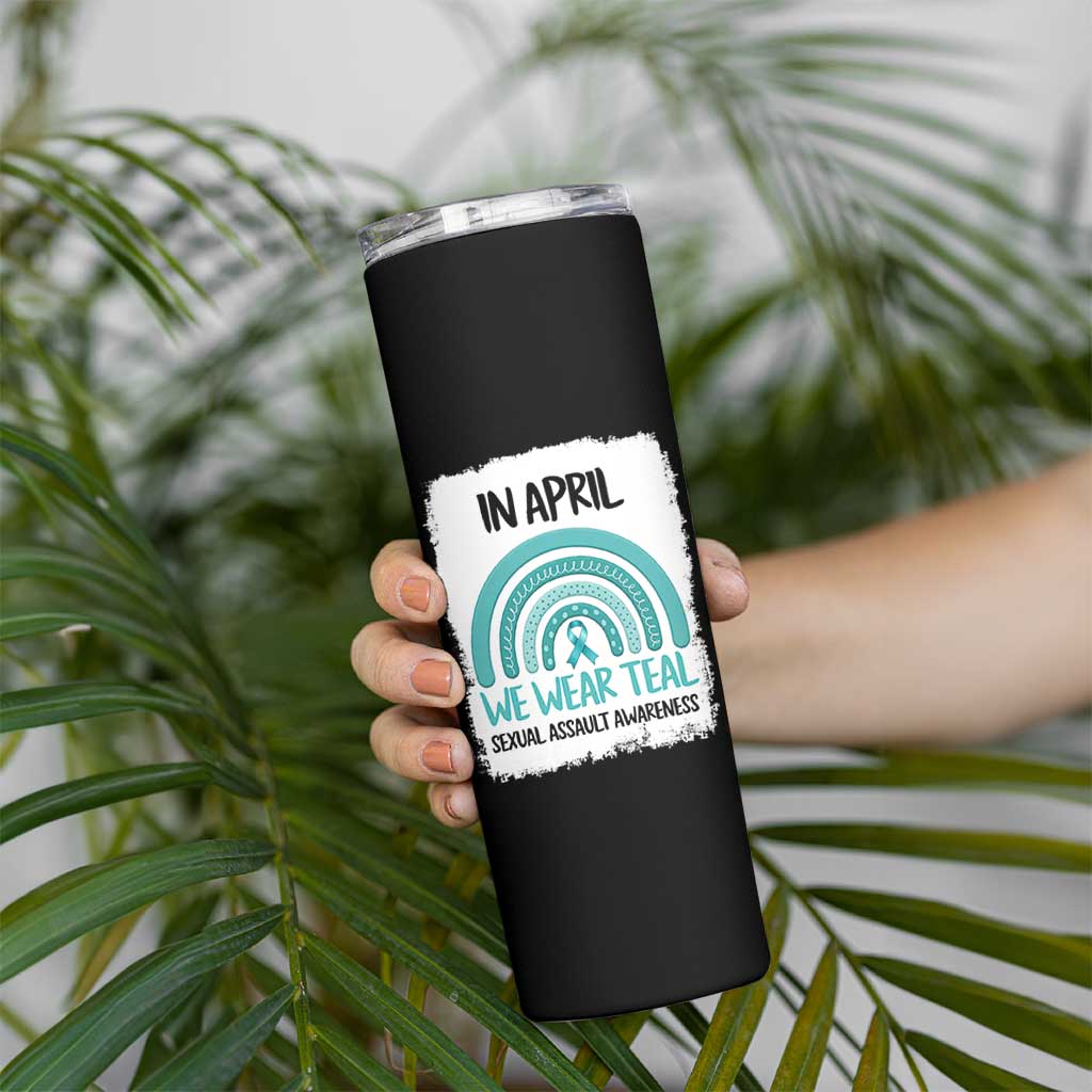 Sexual Assault Awareness Skinny Tumbler In April We Wear Teal Ribbon