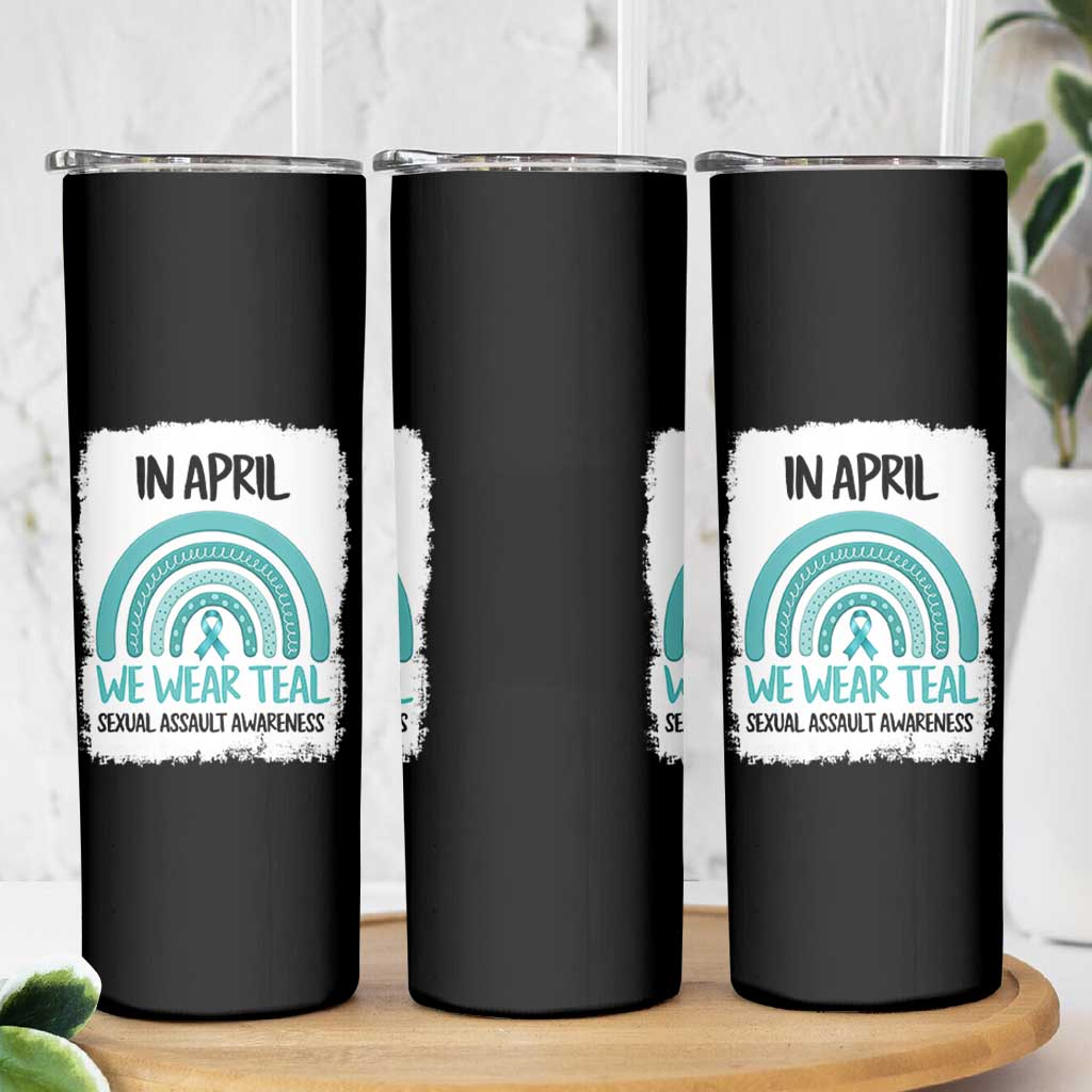 Sexual Assault Awareness Skinny Tumbler In April We Wear Teal Ribbon