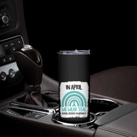 Sexual Assault Awareness Skinny Tumbler In April We Wear Teal Ribbon