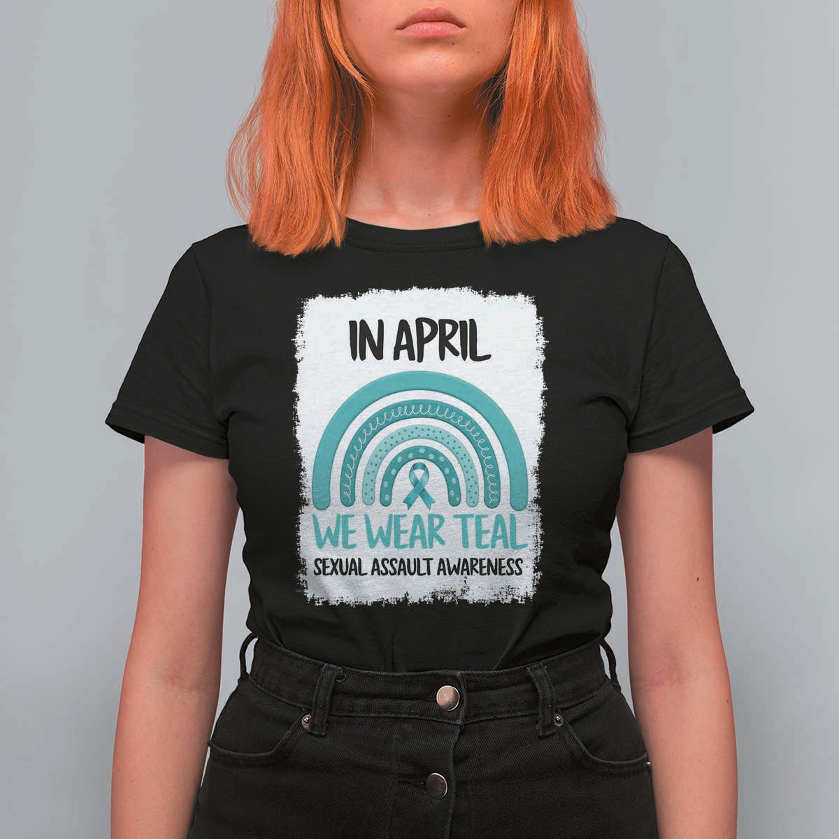 Sexual Assault Awareness T Shirt For Women In April We Wear Teal Ribbon
