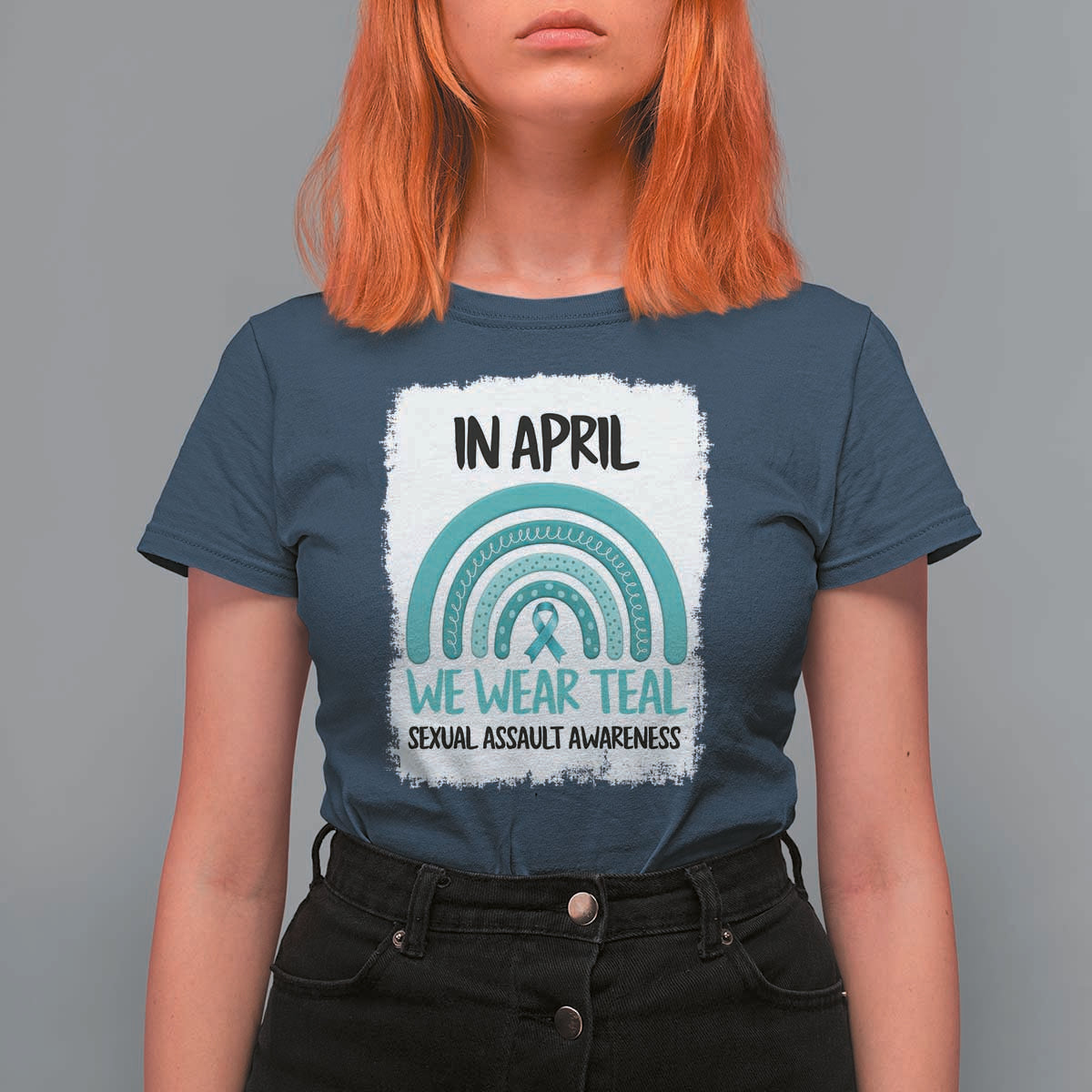 Sexual Assault Awareness T Shirt For Women In April We Wear Teal Ribbon