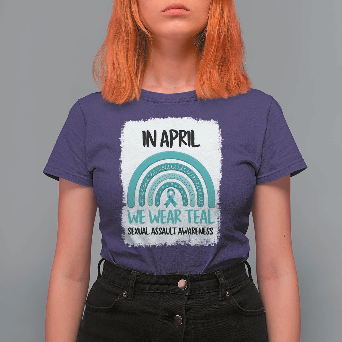 Sexual Assault Awareness T Shirt For Women In April We Wear Teal Ribbon