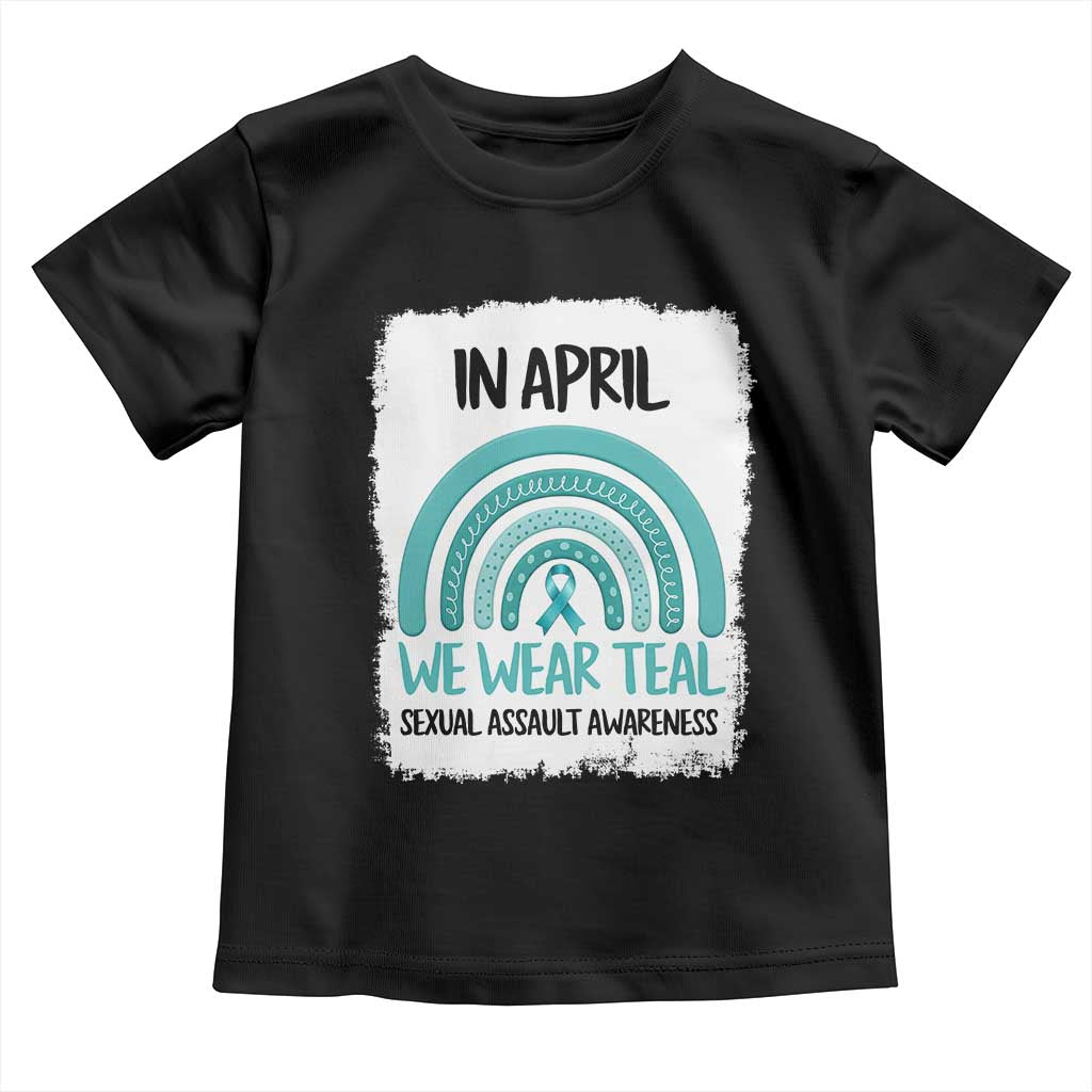 Sexual Assault Awareness Toddler T Shirt In April We Wear Teal Ribbon