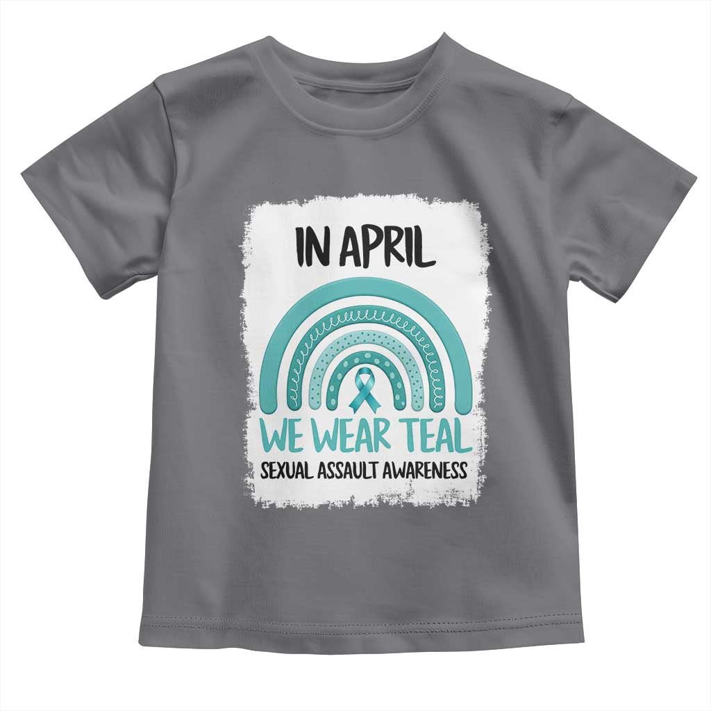 Sexual Assault Awareness Toddler T Shirt In April We Wear Teal Ribbon