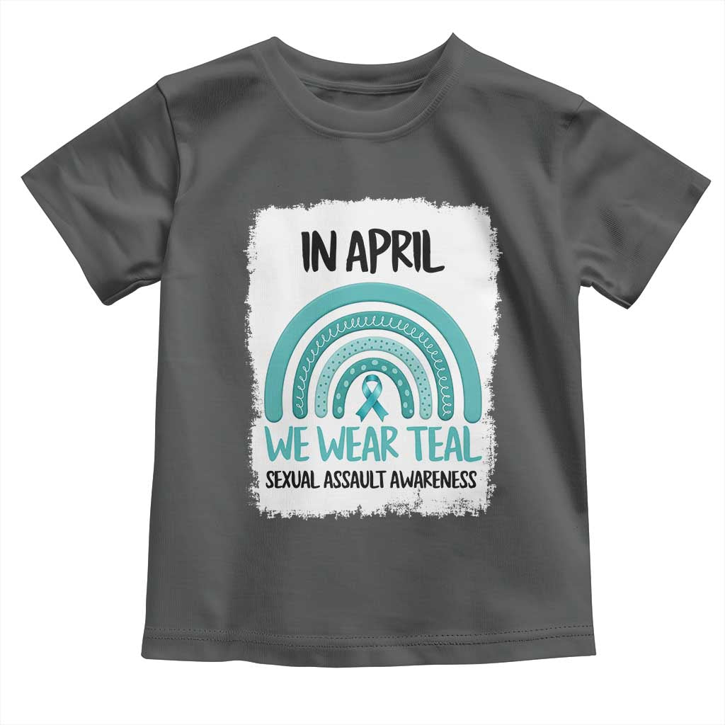 Sexual Assault Awareness Toddler T Shirt In April We Wear Teal Ribbon