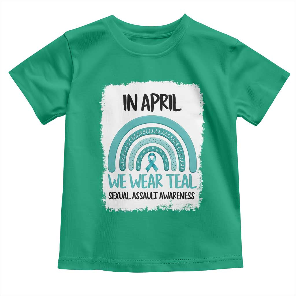 Sexual Assault Awareness Toddler T Shirt In April We Wear Teal Ribbon