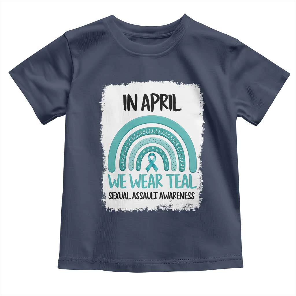 Sexual Assault Awareness Toddler T Shirt In April We Wear Teal Ribbon
