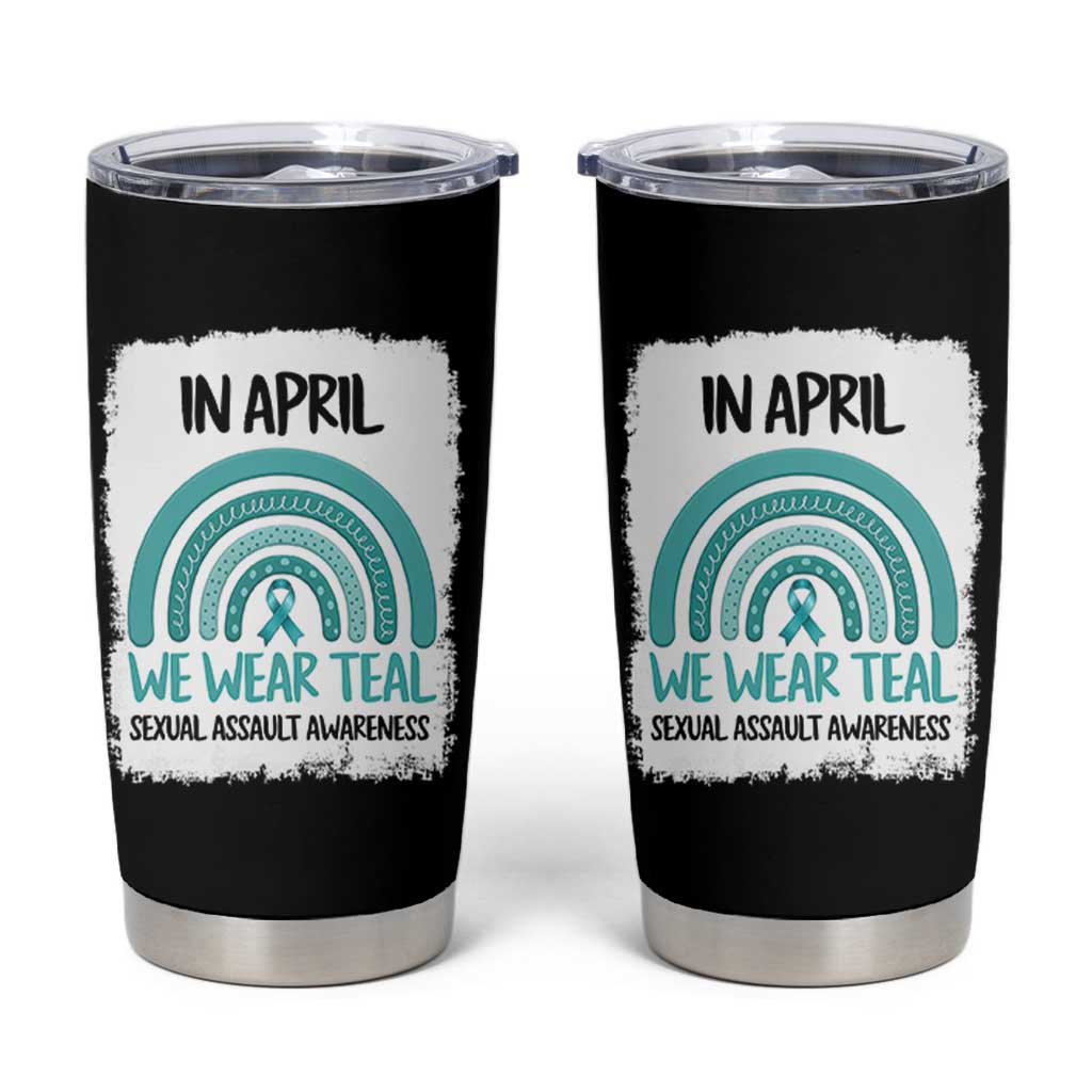 Sexual Assault Awareness Tumbler Cup In April We Wear Teal Ribbon