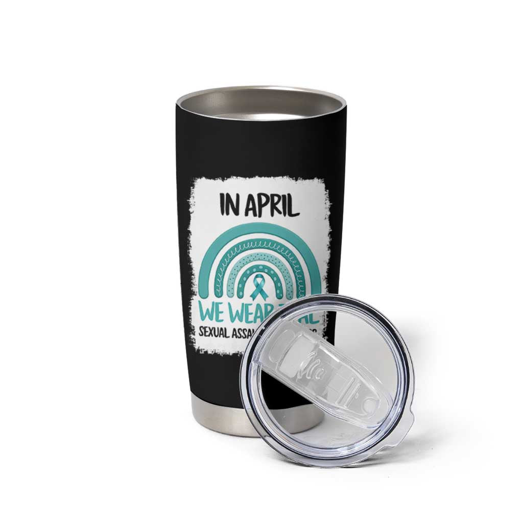 Sexual Assault Awareness Tumbler Cup In April We Wear Teal Ribbon