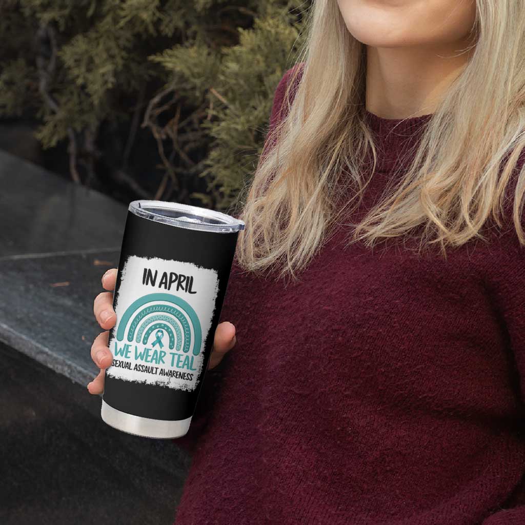 Sexual Assault Awareness Tumbler Cup In April We Wear Teal Ribbon