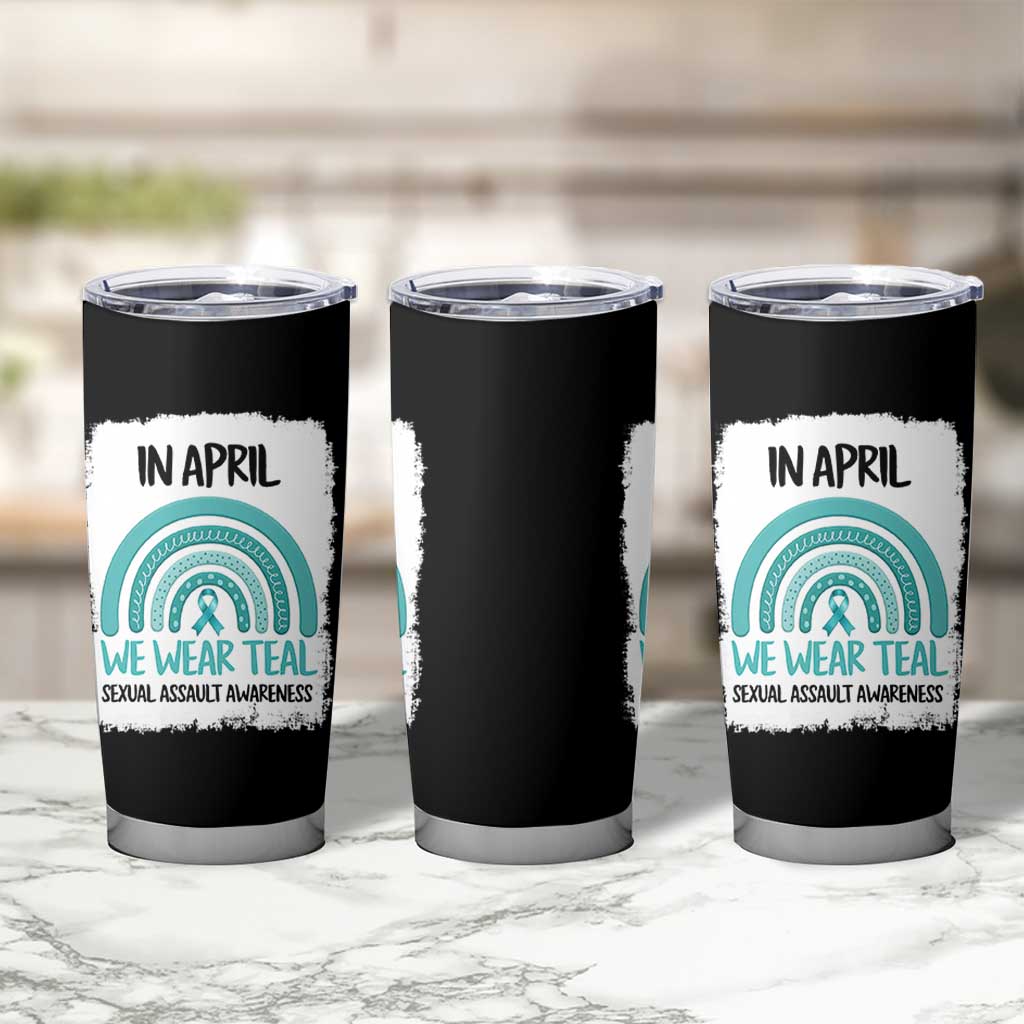 Sexual Assault Awareness Tumbler Cup In April We Wear Teal Ribbon