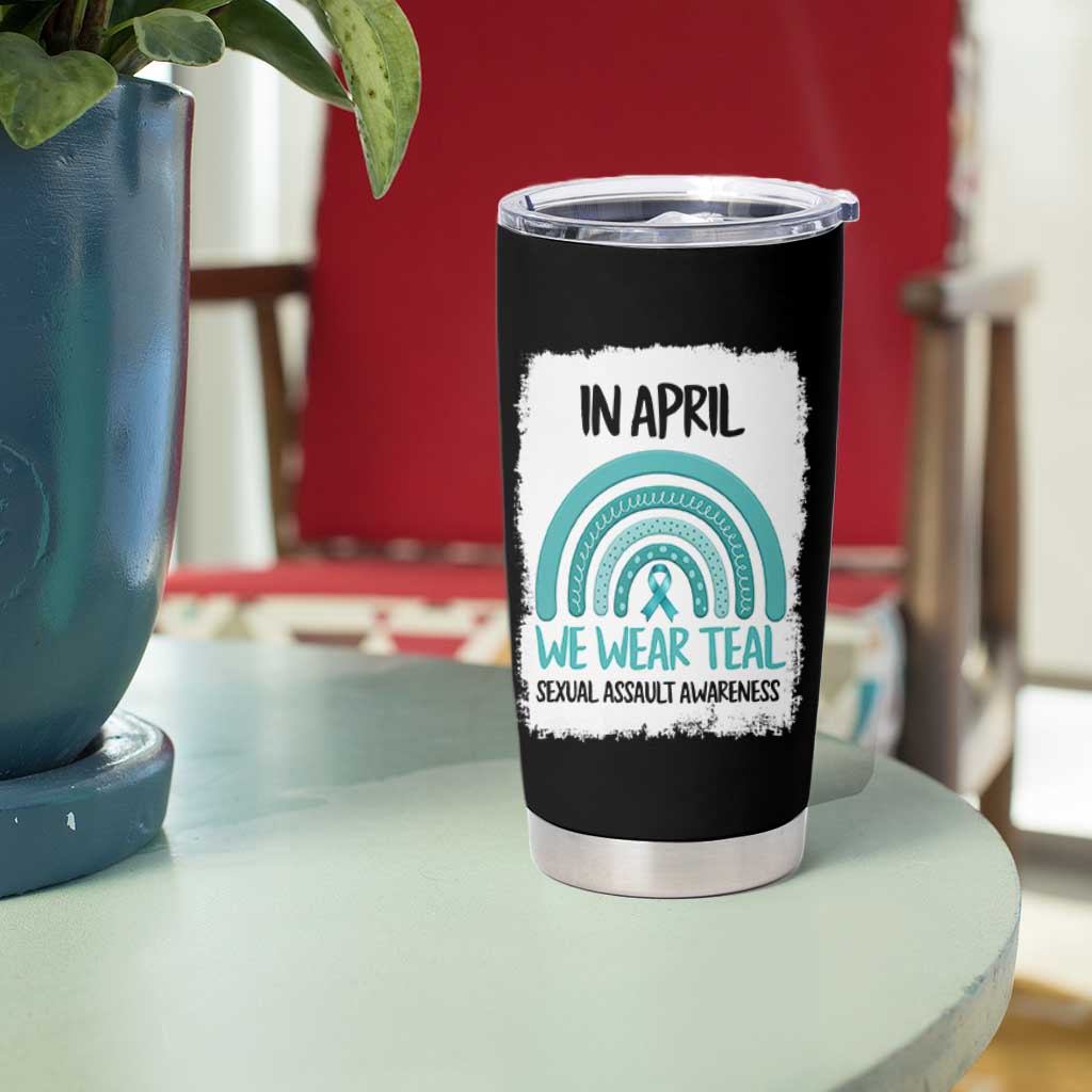 Sexual Assault Awareness Tumbler Cup In April We Wear Teal Ribbon
