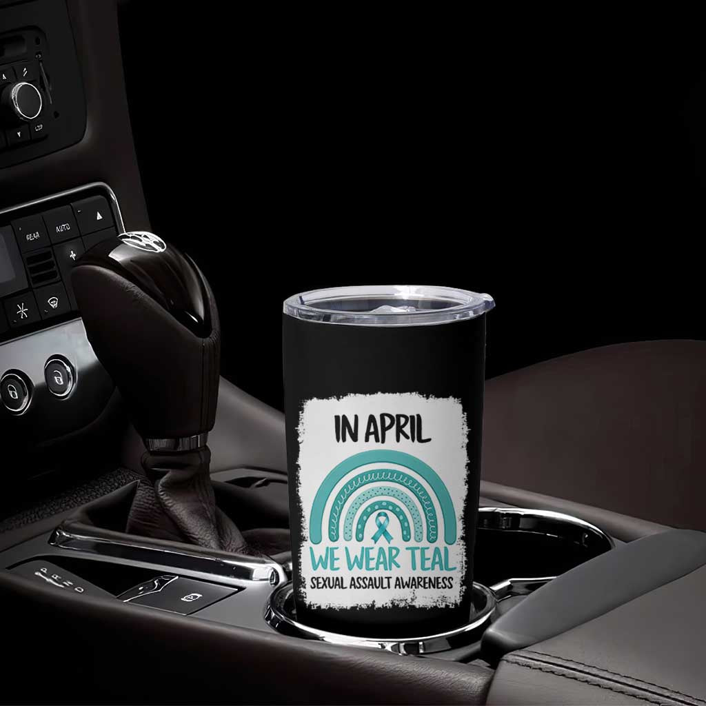Sexual Assault Awareness Tumbler Cup In April We Wear Teal Ribbon