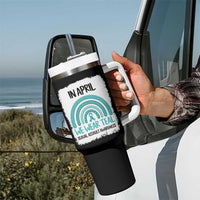 Sexual Assault Awareness Tumbler With Handle In April We Wear Teal Ribbon