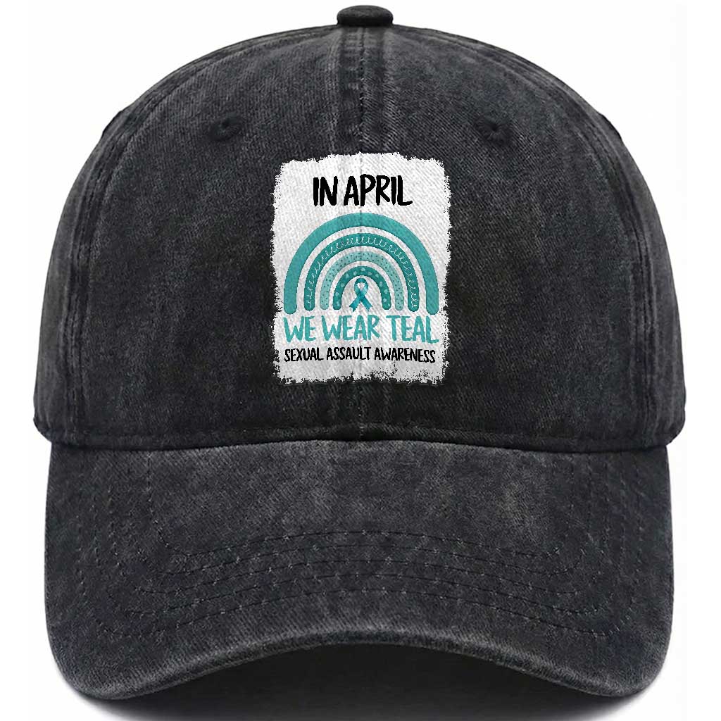 Sexual Assault Awareness Washed Cotton Baseball Cap In April We Wear Teal Ribbon