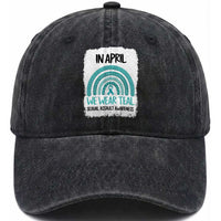 Sexual Assault Awareness Washed Cotton Baseball Cap In April We Wear Teal Ribbon