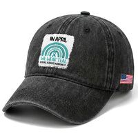 Sexual Assault Awareness Washed Cotton Baseball Cap In April We Wear Teal Ribbon