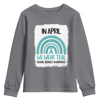 Sexual Assault Awareness Youth Sweatshirt In April We Wear Teal Ribbon
