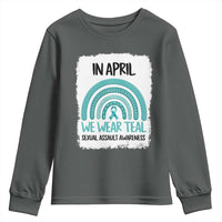 Sexual Assault Awareness Youth Sweatshirt In April We Wear Teal Ribbon