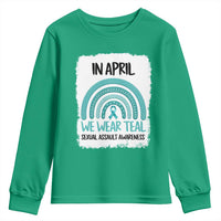 Sexual Assault Awareness Youth Sweatshirt In April We Wear Teal Ribbon