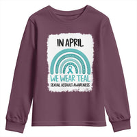 Sexual Assault Awareness Youth Sweatshirt In April We Wear Teal Ribbon