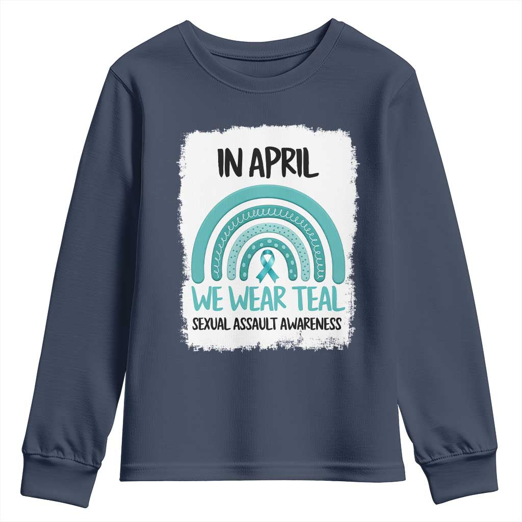 Sexual Assault Awareness Youth Sweatshirt In April We Wear Teal Ribbon