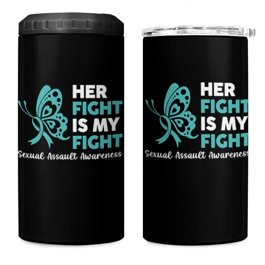 Sexual Assault Awareness 4 in 1 Can Cooler Tumbler Her Fight is My Fight