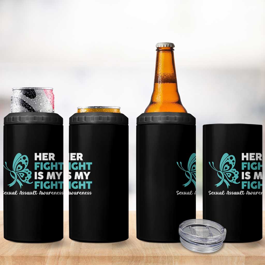 Sexual Assault Awareness 4 in 1 Can Cooler Tumbler Her Fight is My Fight