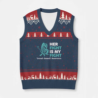 Sexual Assault Awareness V-Neck Knit Sweater Vest Her Fight is My Fight