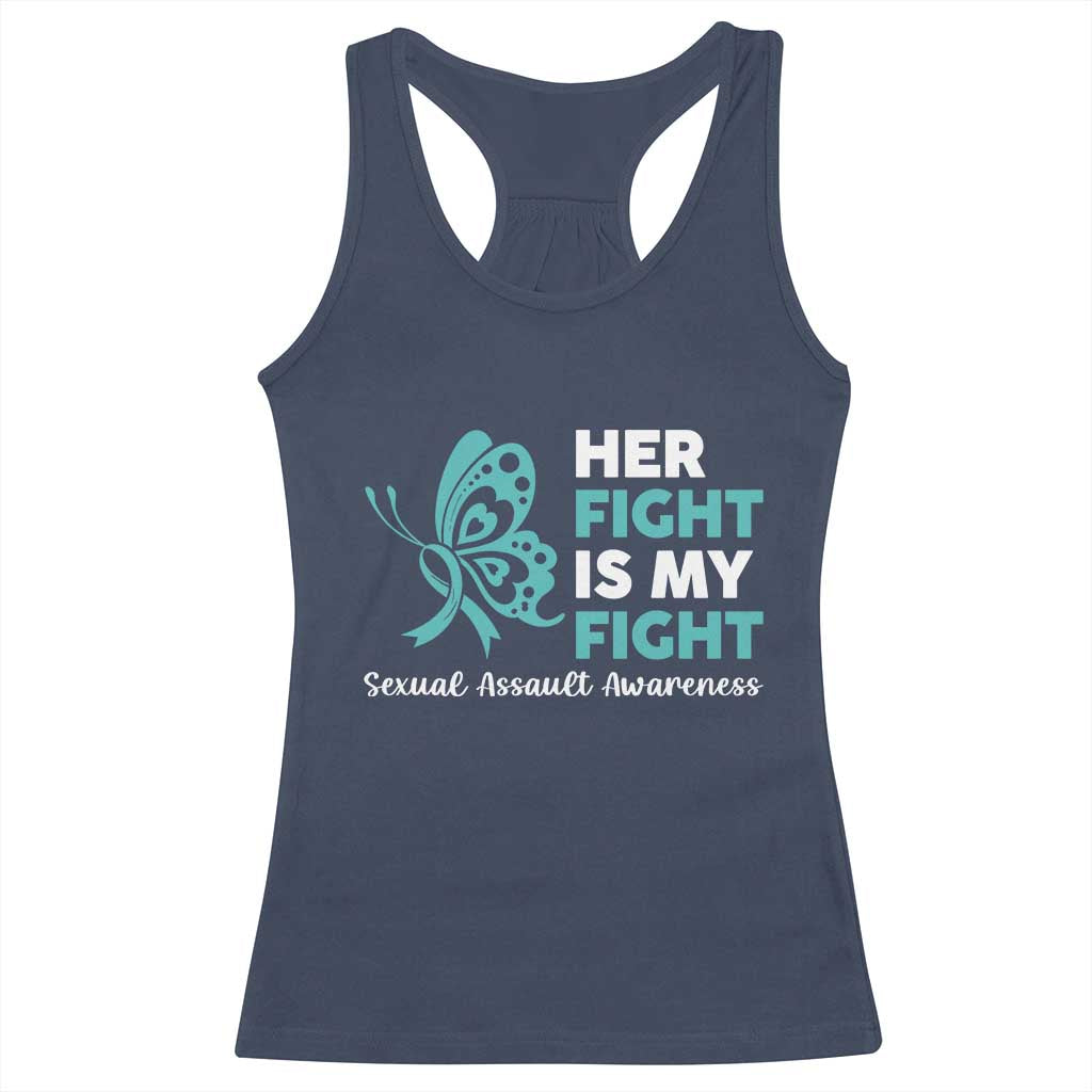 Sexual Assault Awareness Racerback Tank Top Her Fight is My Fight