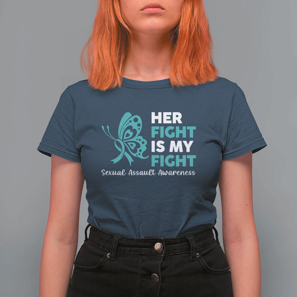 Sexual Assault Awareness T Shirt For Women Her Fight is My Fight