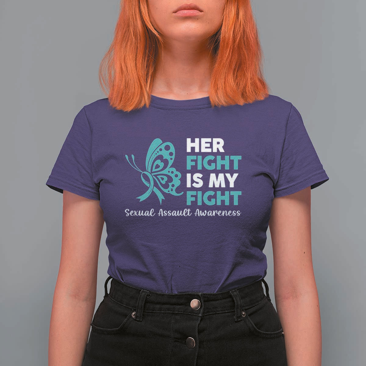 Sexual Assault Awareness T Shirt For Women Her Fight is My Fight