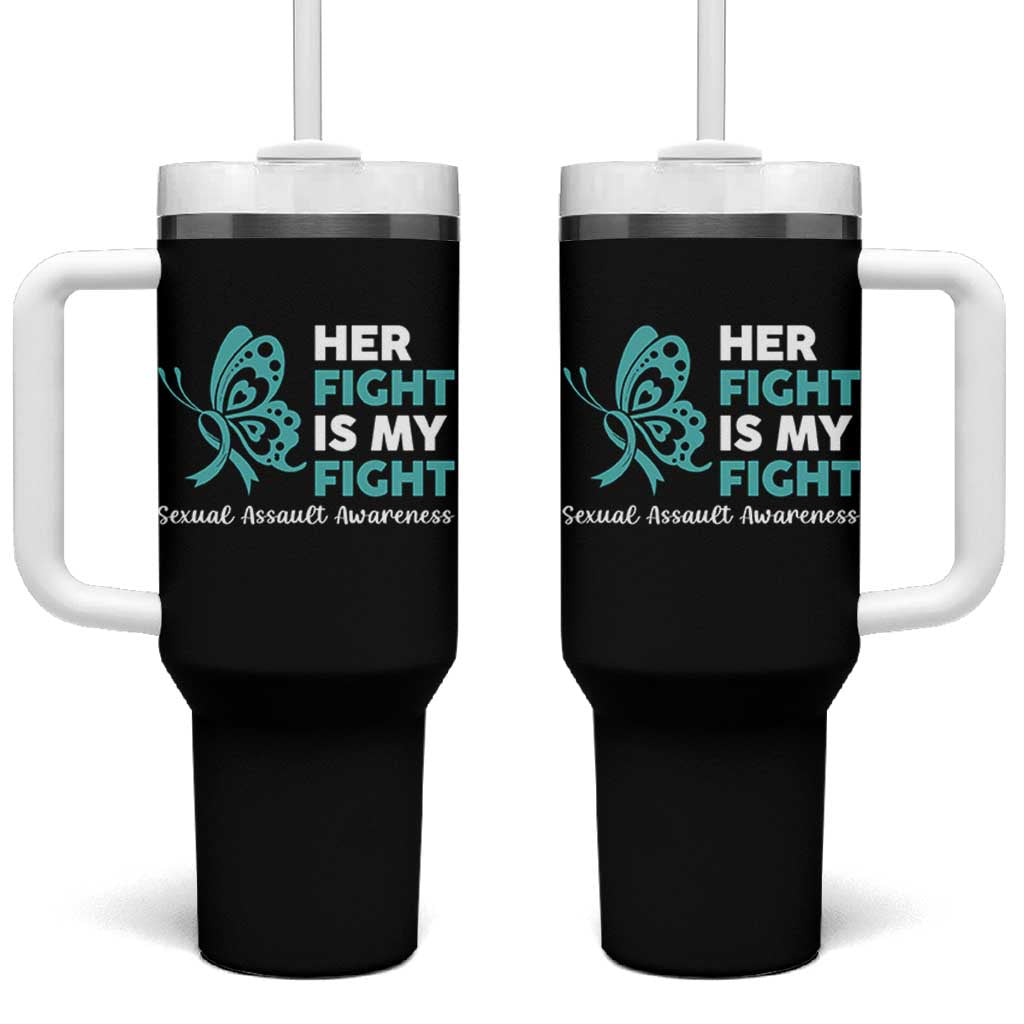 Sexual Assault Awareness Tumbler With Handle Her Fight is My Fight