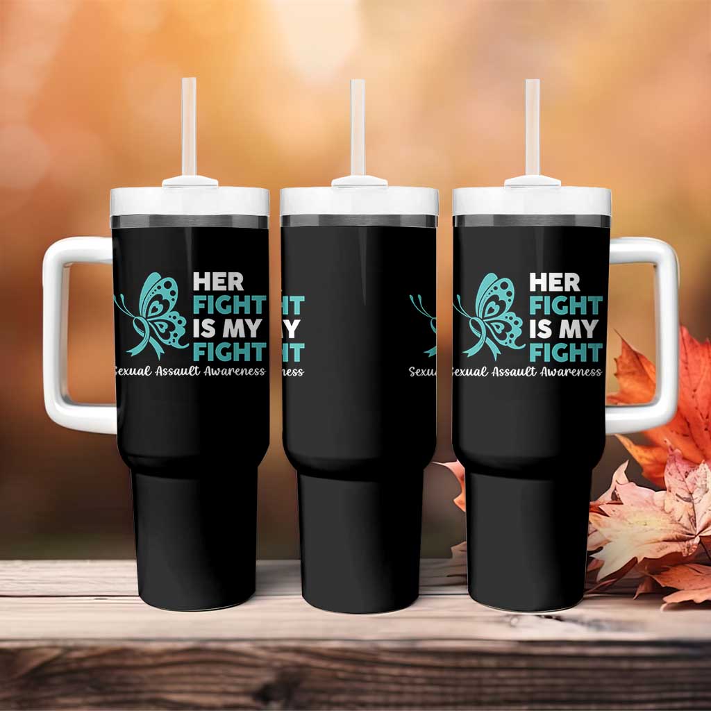 Sexual Assault Awareness Tumbler With Handle Her Fight is My Fight