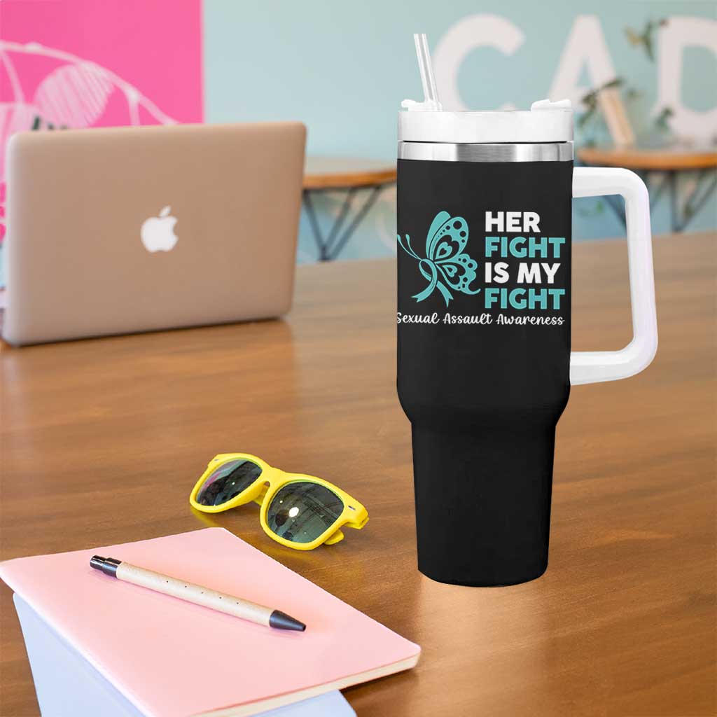 Sexual Assault Awareness Tumbler With Handle Her Fight is My Fight