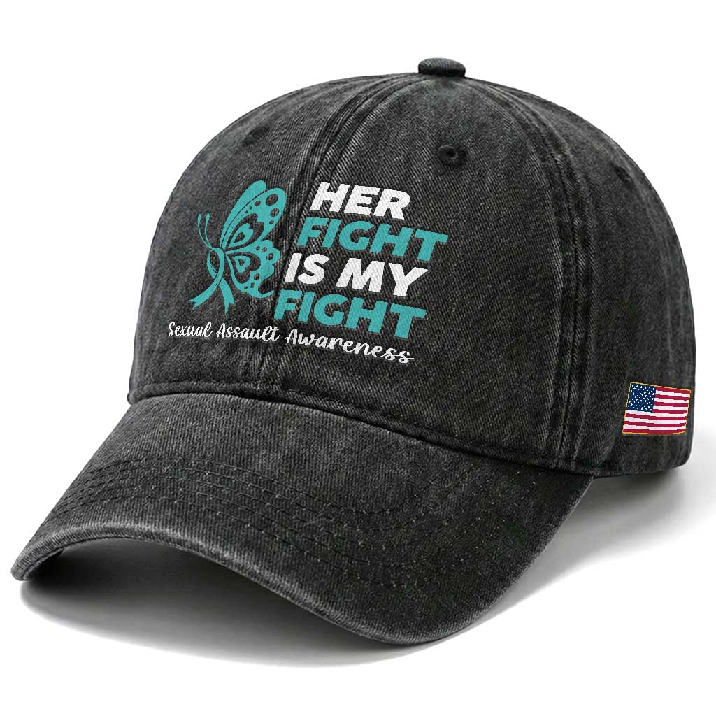 Sexual Assault Awareness Washed Cotton Baseball Cap Her Fight is My Fight