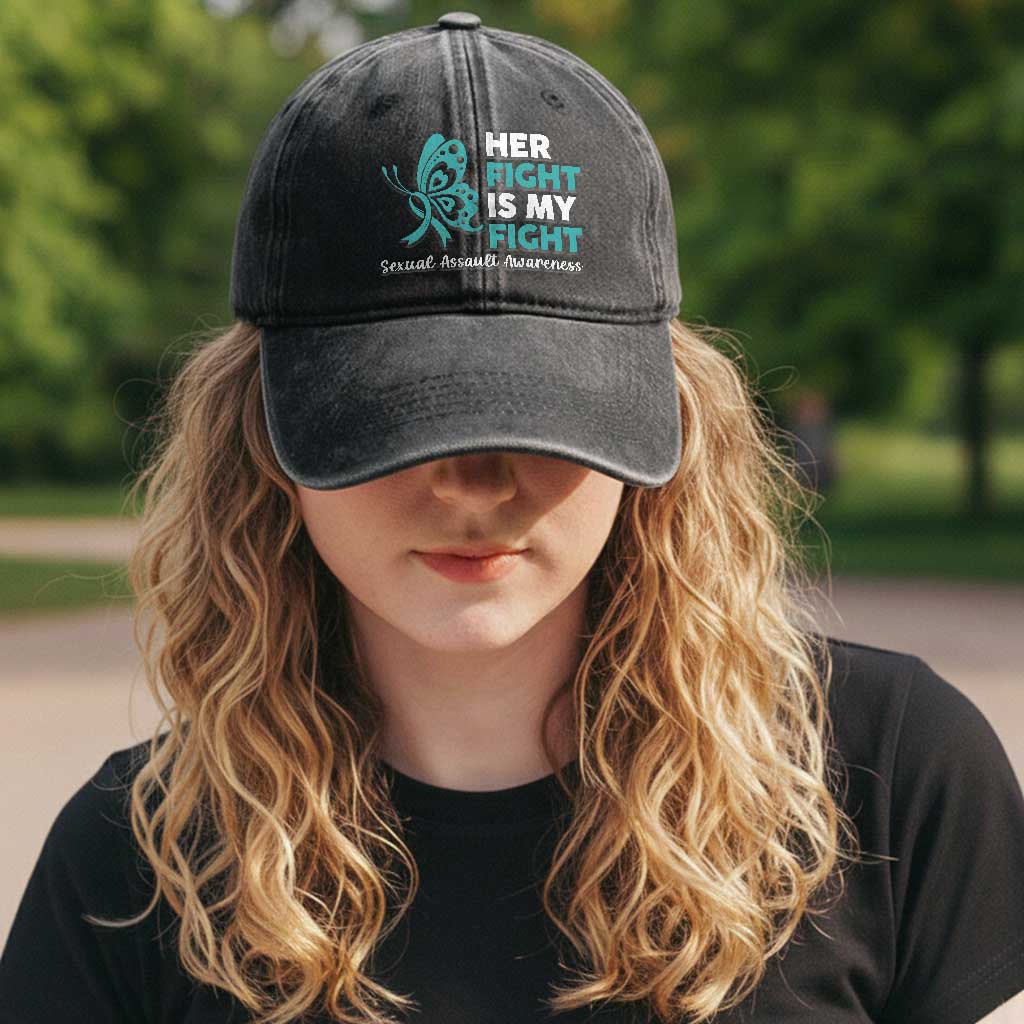 Sexual Assault Awareness Washed Cotton Baseball Cap Her Fight is My Fight