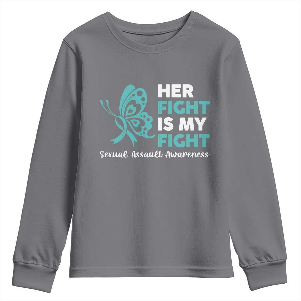 Sexual Assault Awareness Youth Sweatshirt Her Fight is My Fight