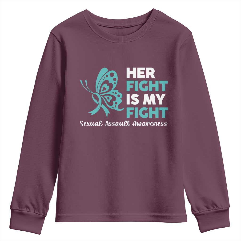 Sexual Assault Awareness Youth Sweatshirt Her Fight is My Fight