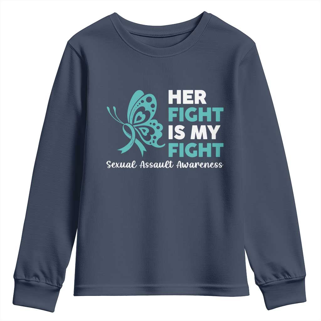 Sexual Assault Awareness Youth Sweatshirt Her Fight is My Fight