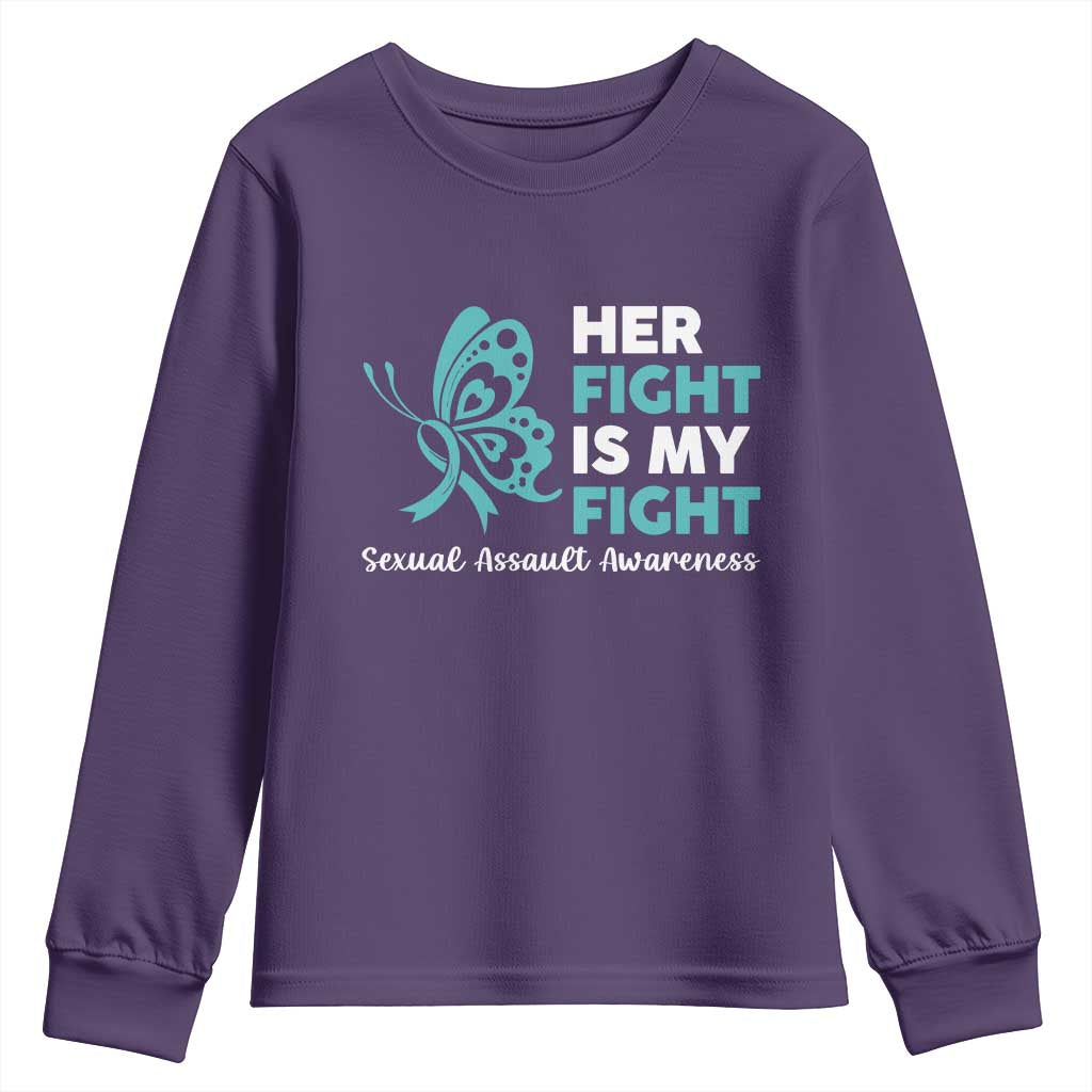 Sexual Assault Awareness Youth Sweatshirt Her Fight is My Fight