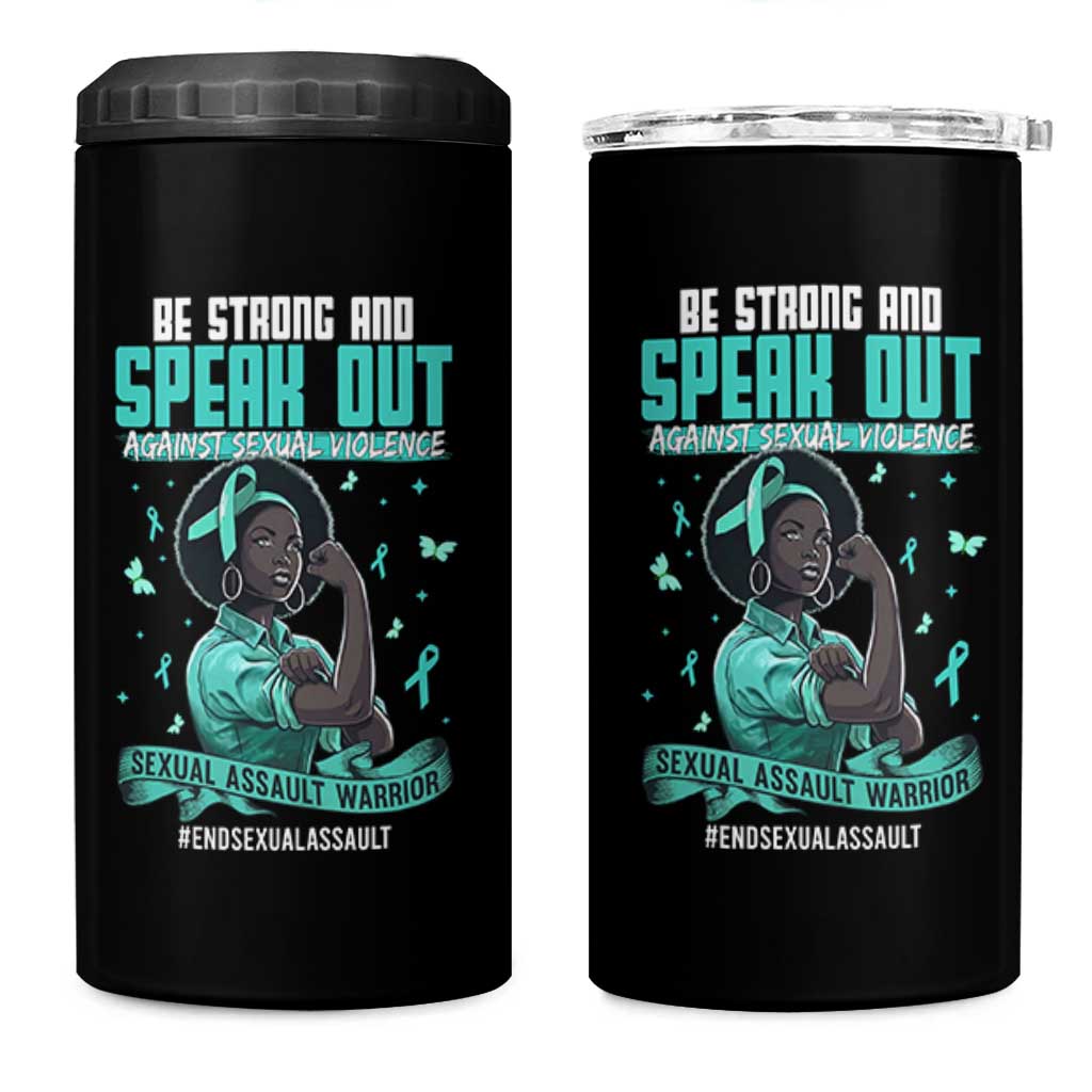 Sexual Assault Awareness 4 in 1 Can Cooler Tumbler Support African Women Stop Sexual Abuse Awareness