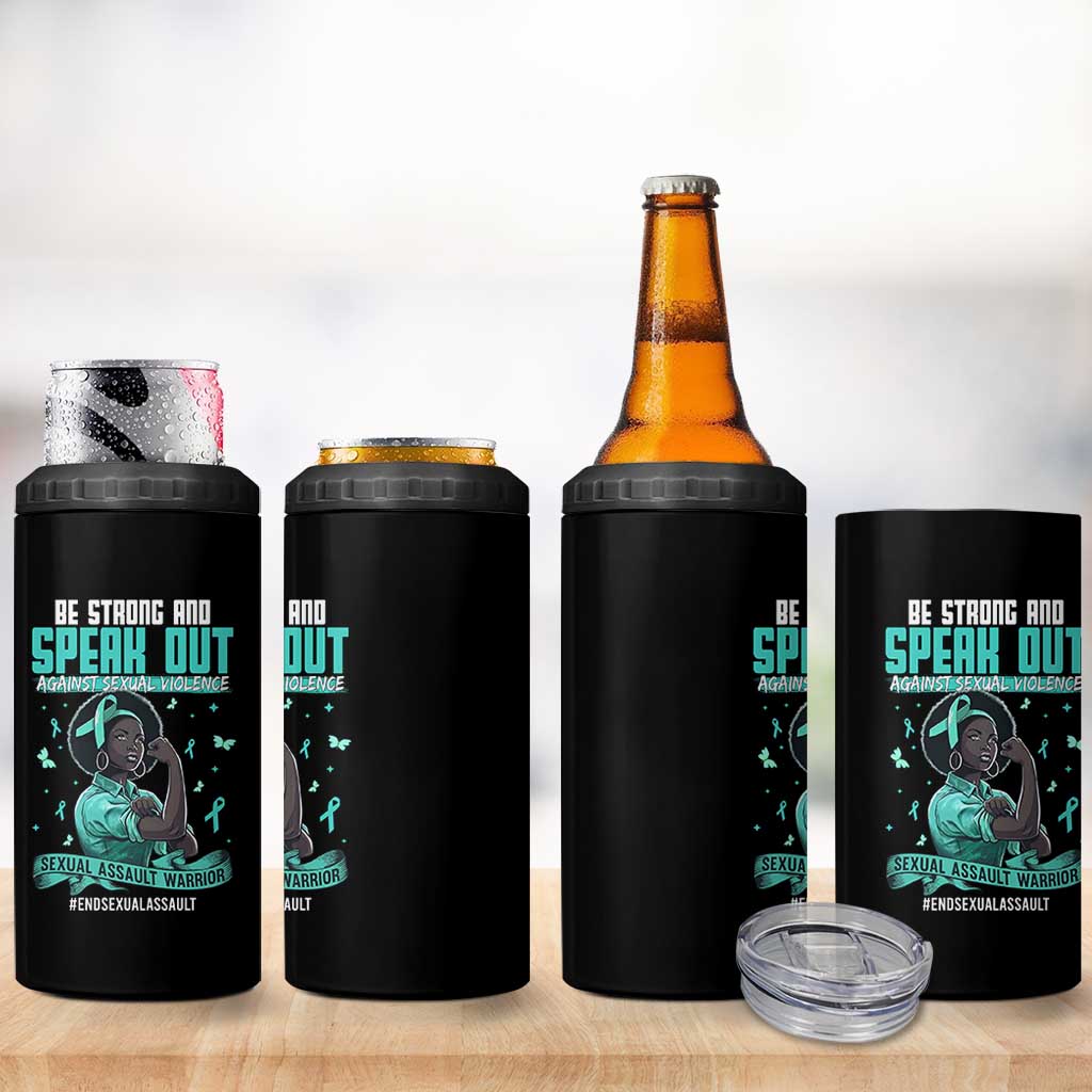 Sexual Assault Awareness 4 in 1 Can Cooler Tumbler Support African Women Stop Sexual Abuse Awareness