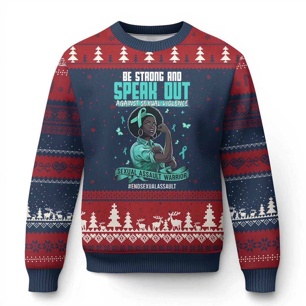 Sexual Assault Awareness Ugly Christmas Sweater Support African Women Stop Sexual Abuse Awareness
