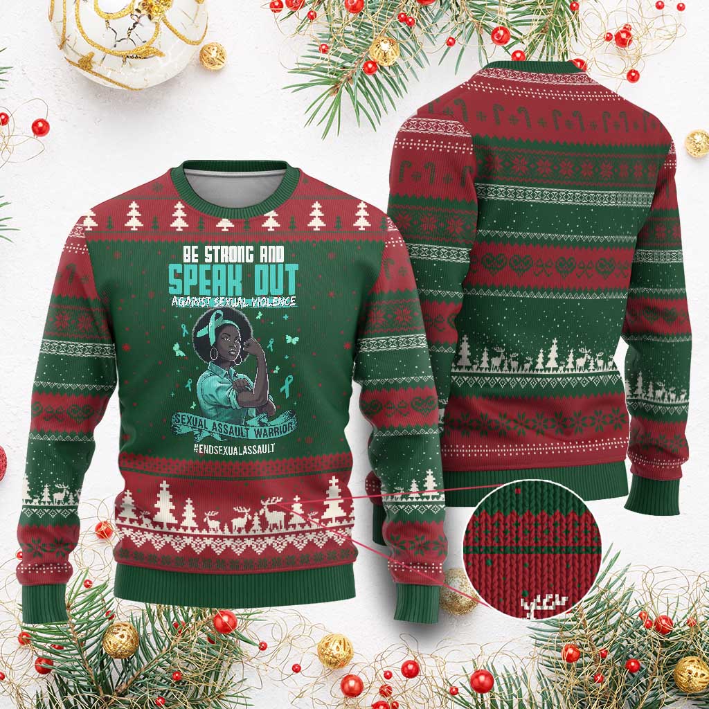 Sexual Assault Awareness Ugly Christmas Sweater Support African Women Stop Sexual Abuse Awareness