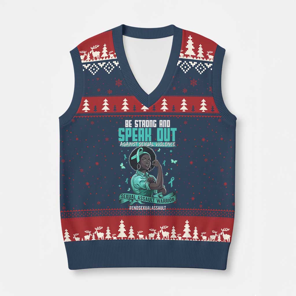 Sexual Assault Awareness V-Neck Knit Sweater Vest Support African Women Stop Sexual Abuse Awareness
